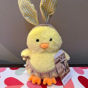 Rae Dunn x Easter Decor - Yellow Plush Chick with Bunny Ears - NWT